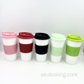 Miljövänlig återanvändbar BPA gratis 16 oz dubbel kaffekopp med TPR-hylsa kiselhylsa